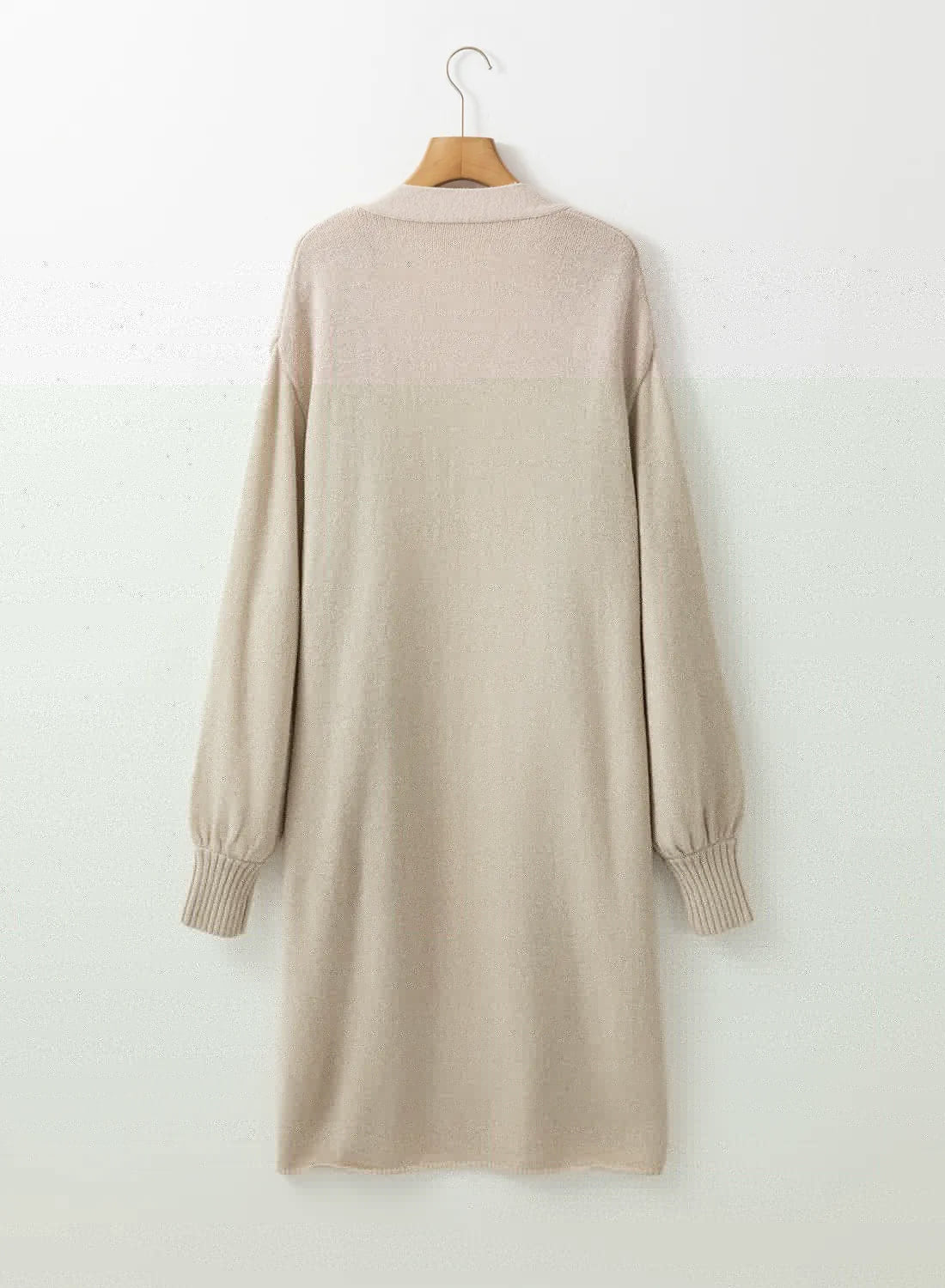 Pocketed Open Front Long Sleeve Cardigan