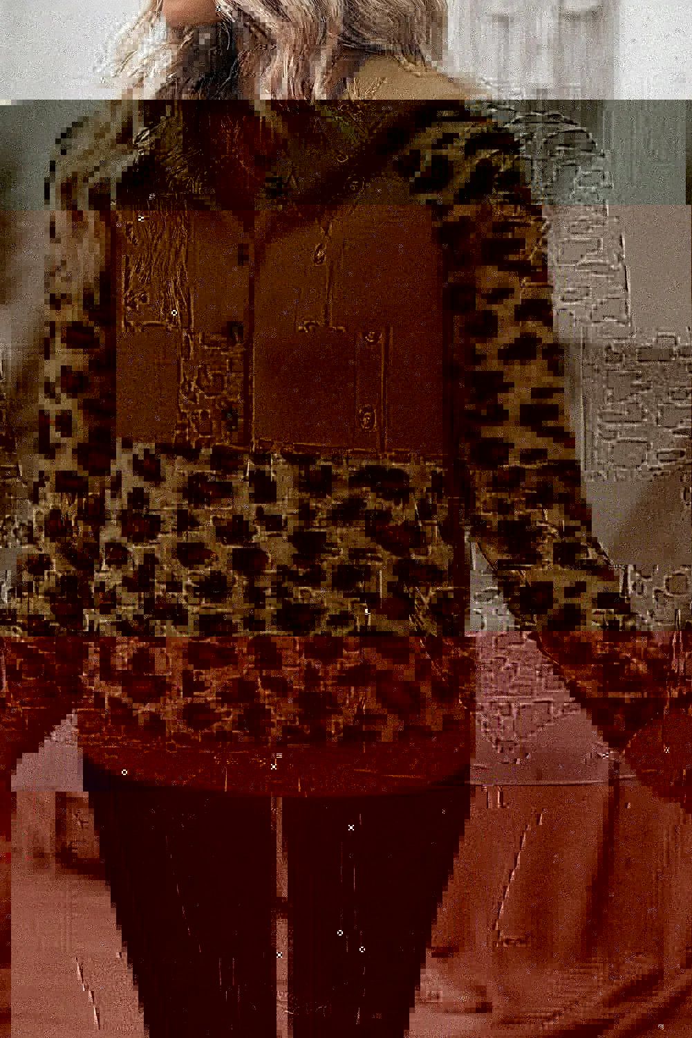 Leopard Half Button Long Sleeve Hoodie