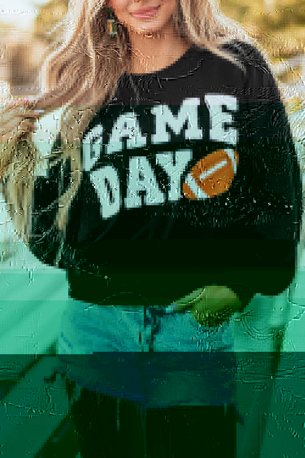 GAME DAY Round Neck Long Sleeve Sweatshirt