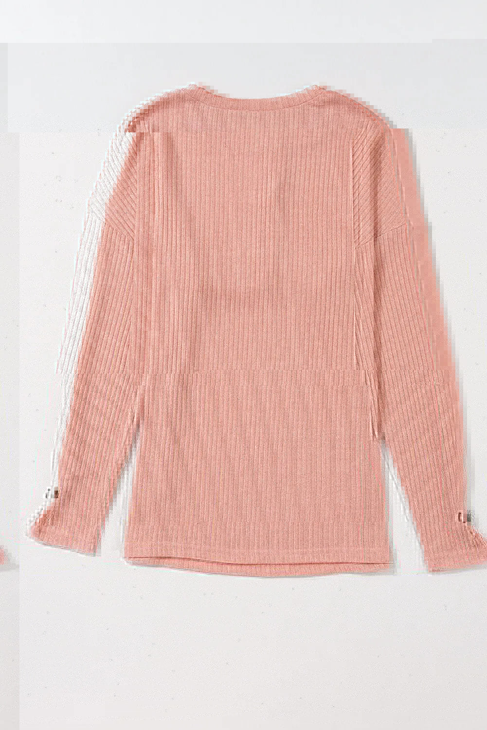 Ribbed Half Button Long Sleeve Knit Top