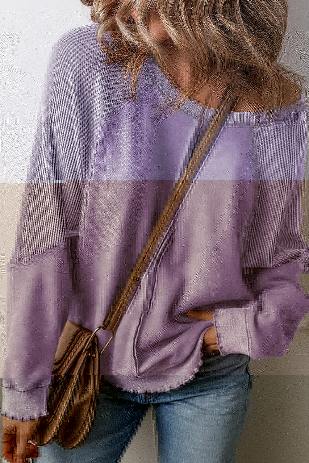 Exposed Seam Long Sleeve Sweatshirt