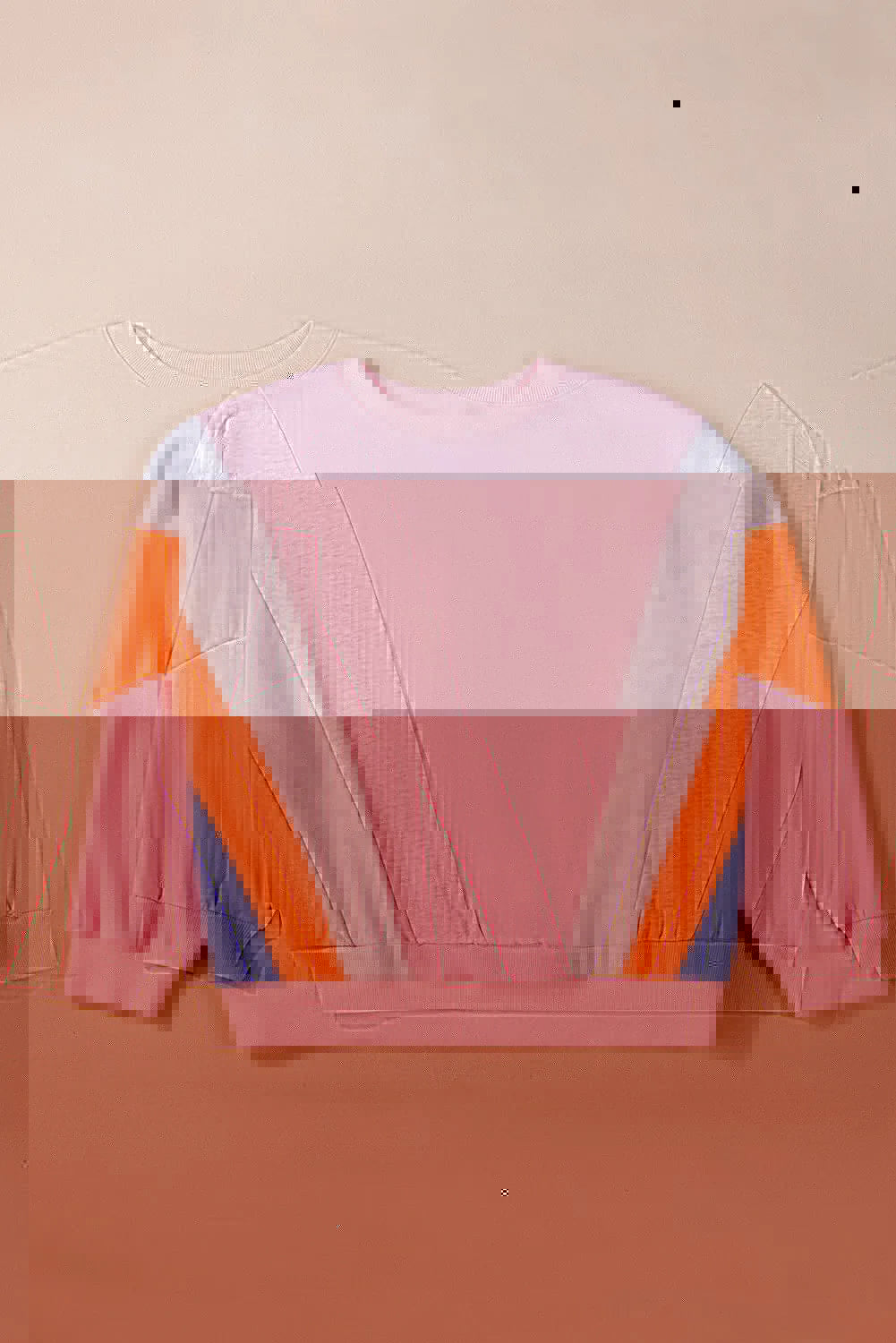 Color Block Round Neck Long Sleeve Sweatshirt