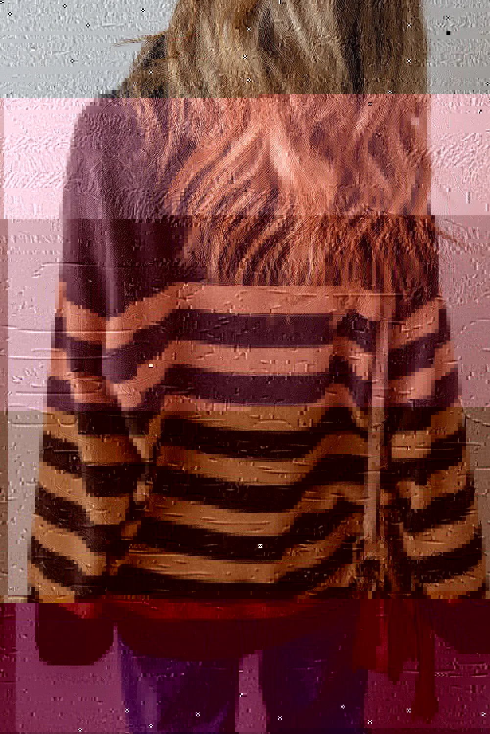 Striped Half Zip Long Sleeve Knit Top