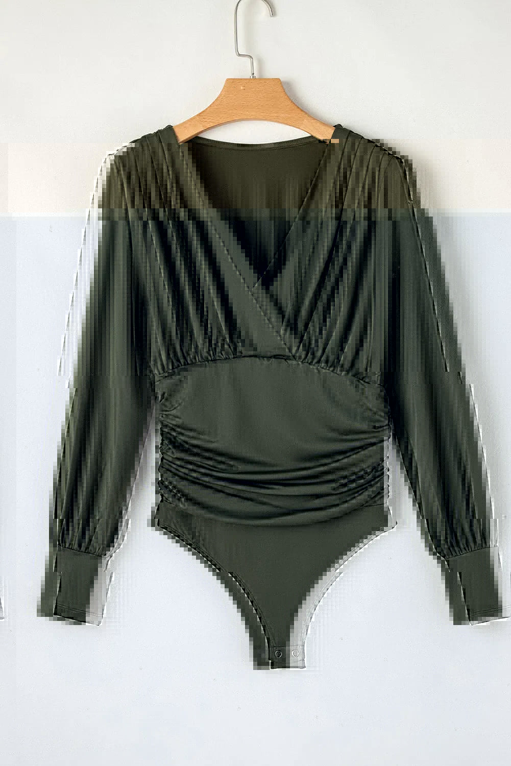 Ruched Surplice Long Sleeve Bodysuit