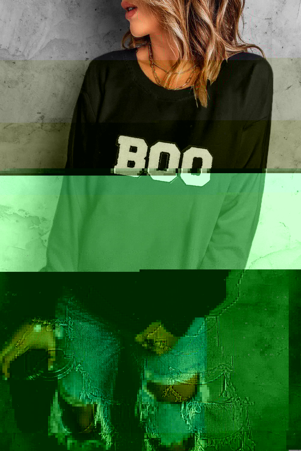 BOO Round Neck Long Sleeve Sweatshirt