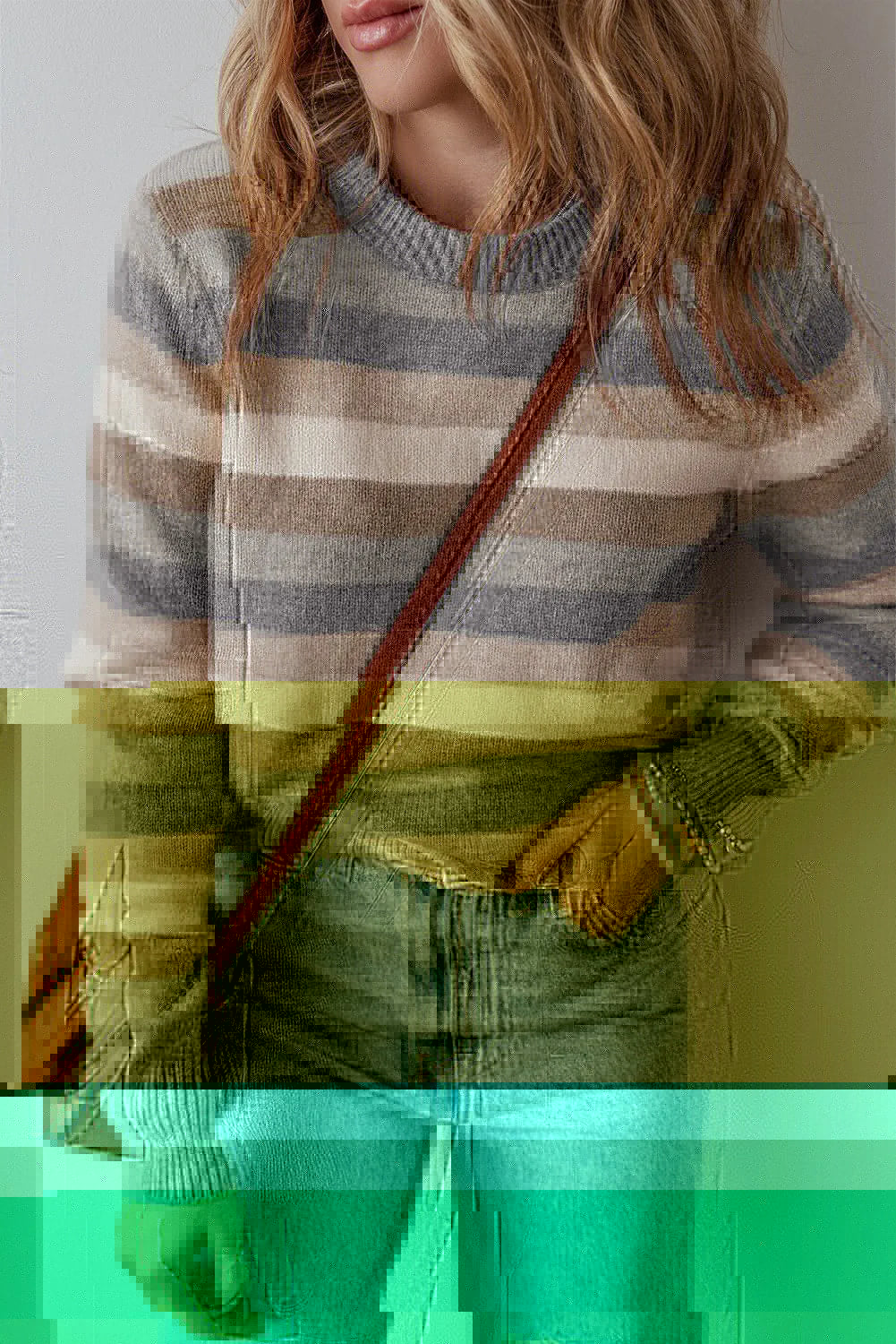 Striped Round Neck Long Sleeve Sweater