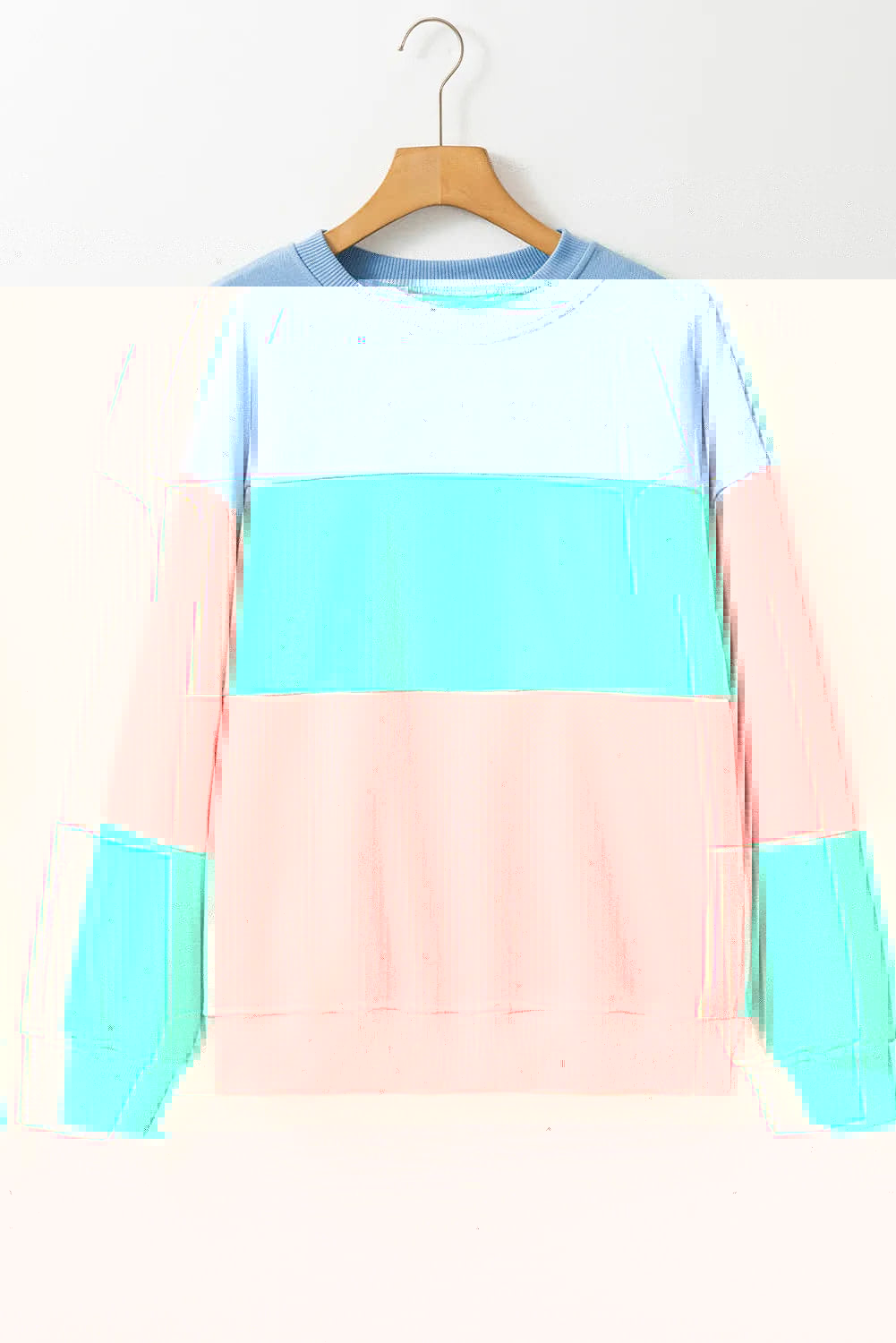 Color Block Round Neck Long Sleeve Sweatshirt