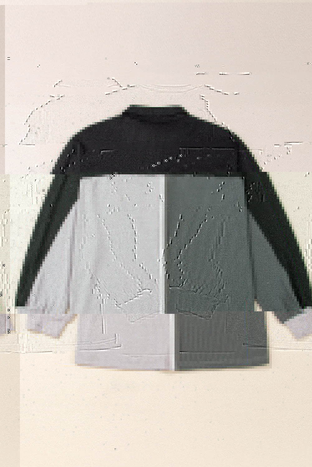 Pocketed Contrast Long Sleeve Sweatshirt