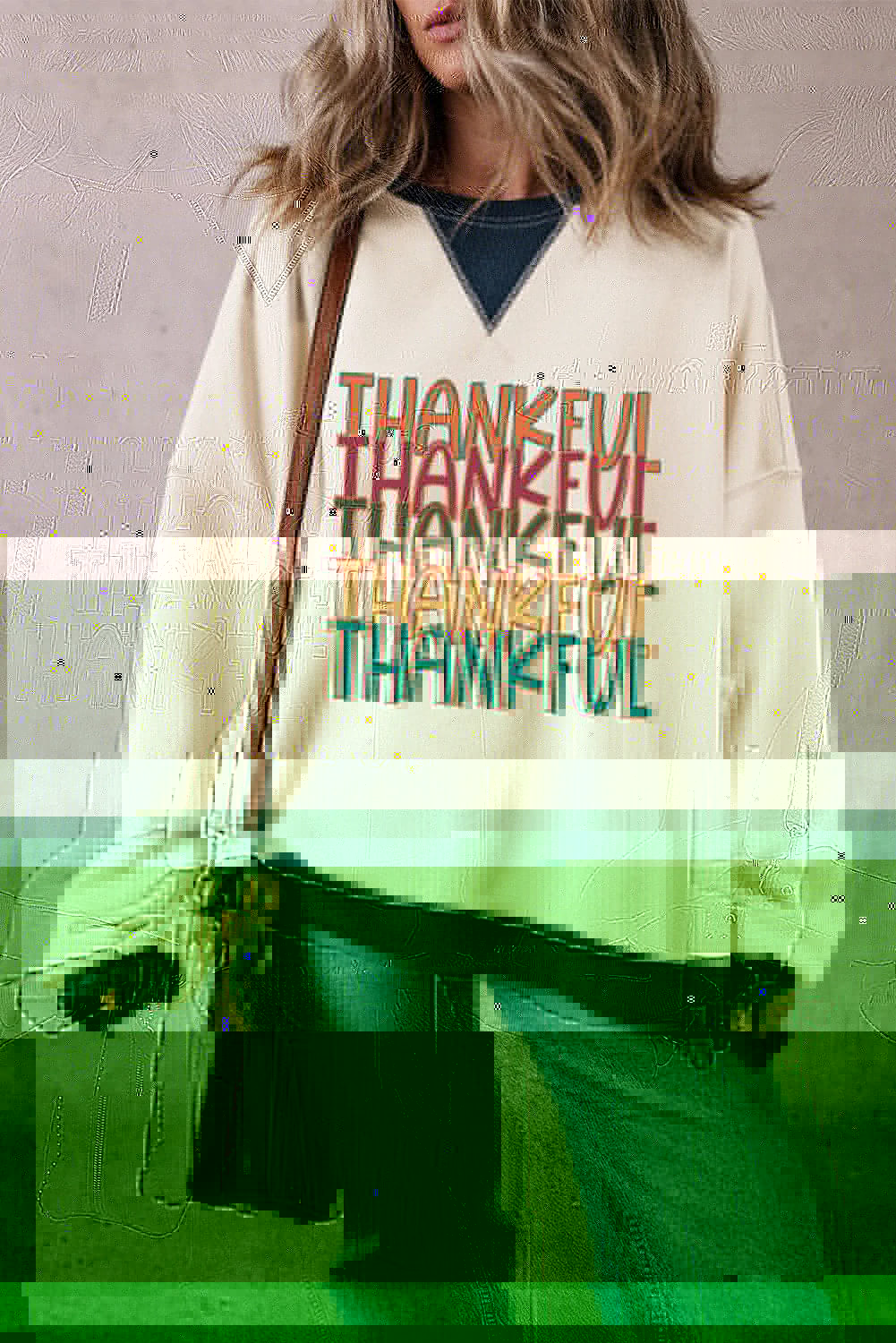 THANKFUL Round Neck Long Sleeve Sweatshirt