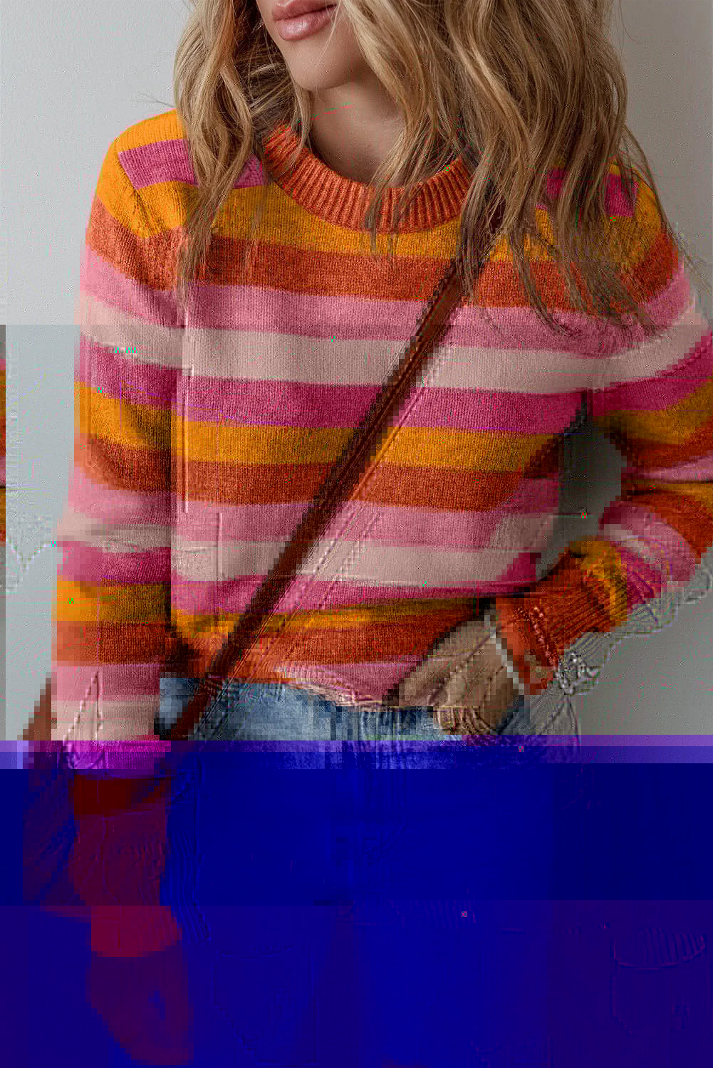 Striped Round Neck Long Sleeve Sweater