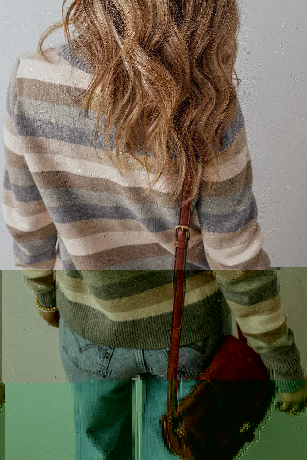 Striped Round Neck Long Sleeve Sweater