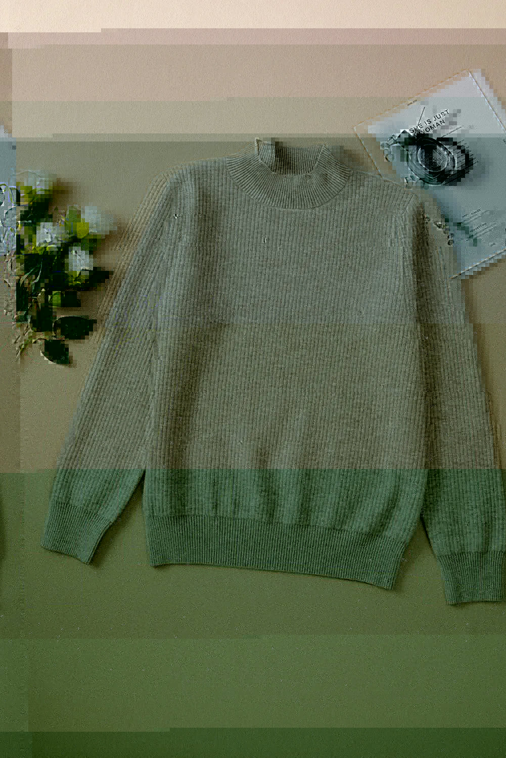 Mock Neck Long Sleeve Sweater